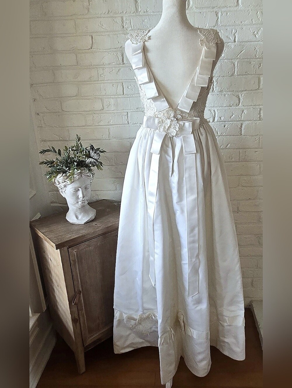 Vintage Ron LoVece Wedding Gown, Xs, Ivory, Bridal, Appliqué